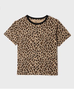 Tee-shirt manches courtes à motif léopard fille